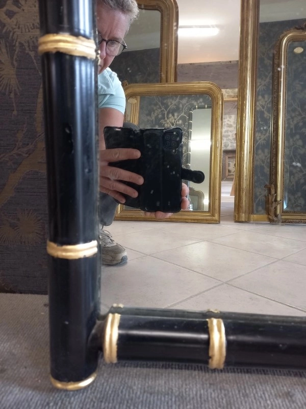 Miroir XX bambou Laqué noir/ or 157x 74 – Image 3