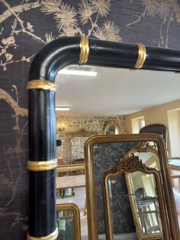 Miroir XX bambou Laqué noir/ or 157x 74 – Image 4